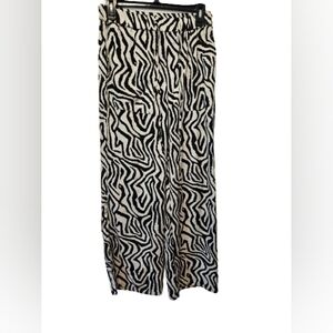 C By One Zebra Striped Polyester Silky Feel Palazzo Pants Women's Size Small